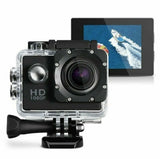 sports action camera in case with camera behind it not in case